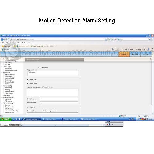 Motion detection alarm setting