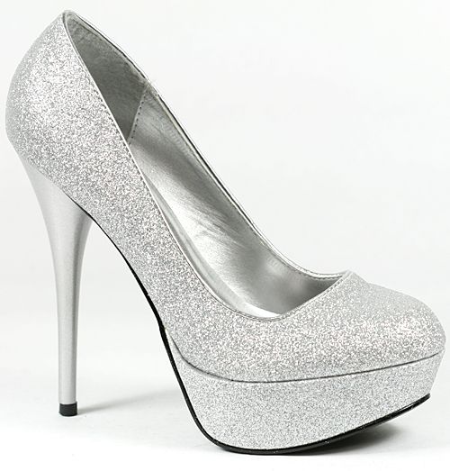 Silver Glitter Platform Stiletto Heel Pump 6 us Qupid Neutral 01 