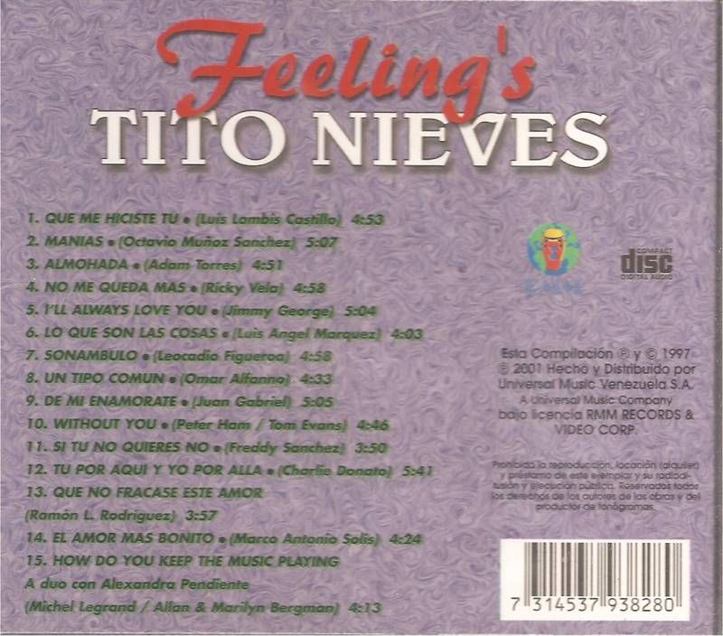 Feelings TITO NIEVES cd descontinuado rare Ill always  