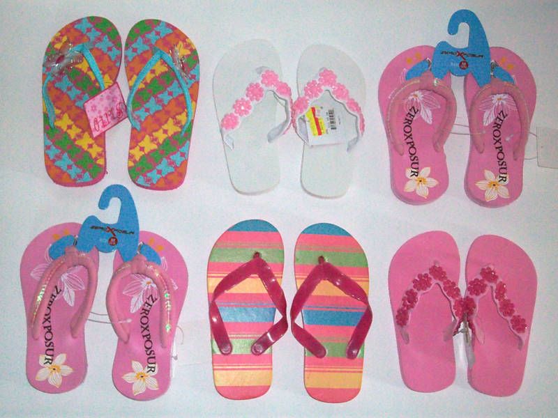 NWT Flip Flops Pink White Butterflies Sz 10 11 12 13 1  