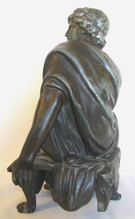 MANTEL CLOCK STATUE CAST METAL GREEK TRADITION c1860  