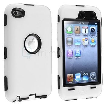 WHITE DELUXE 3 PIECES HARD SOFT CASE COVER SKIN FOR IPOD TOUCH 4 4G 