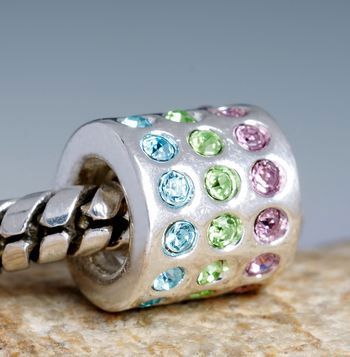 CHARMS MULTICOLOR GEMS 925 SILVER EUROPEAN BEAD S1247B  