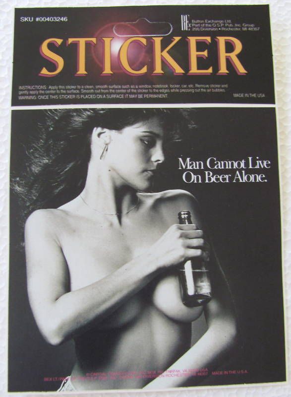 Man Cannot Live On Beer Alone WomanGift Novelty Sticker  