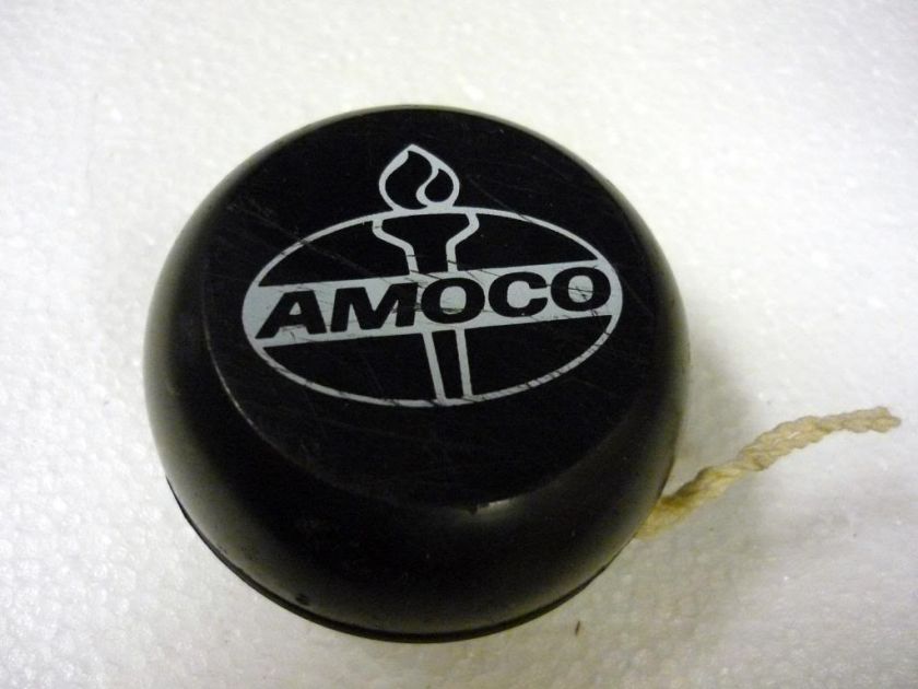 VINTAGE AMOCO BLACK WOOD YOYO GIVEAWAY FREEBIE  