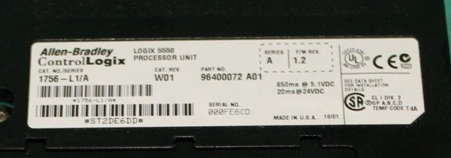 Allen Bradley 1756 L1/A ControlLogix Processor PLC unit  