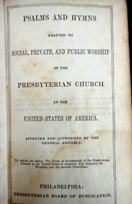 1843 antique BOOK PSALMS & HYMNS PRESBYTERIAN clayton  