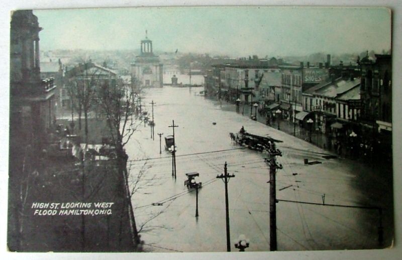 HAMILTON OHIO 1913 FLOOD POSTCARD HIGH ST LOOKING WEST  