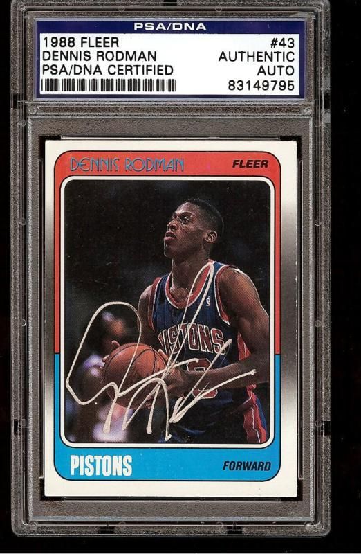 1988 FLEER #43 DENNIS RODMAN RC AUTO PSA AUTHENTIC  