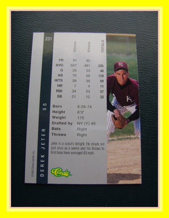 CLASSIC 1992 Draft Picks, #231 DEREK JETER  