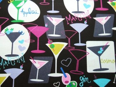   Girls Night Out Martini Appletini Cosmo Cocktail Fabric Yard  