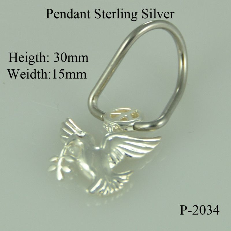 STERLING SILVER DOVE OLIVE BRANCH PEACE  P 2034  