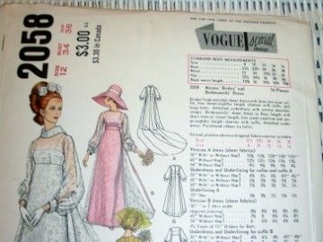 VOGUE ORG BRIDAL DESIGN DRESS PATTERN #2058 SZ 12/34  