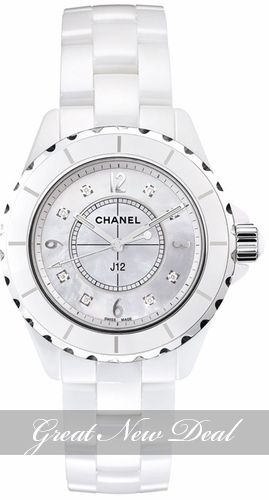 CHANEL J12 QUARTZ LADIES WATCH 33MM WHITE CERAMIC/MOP DIAL H2422 BRAND 