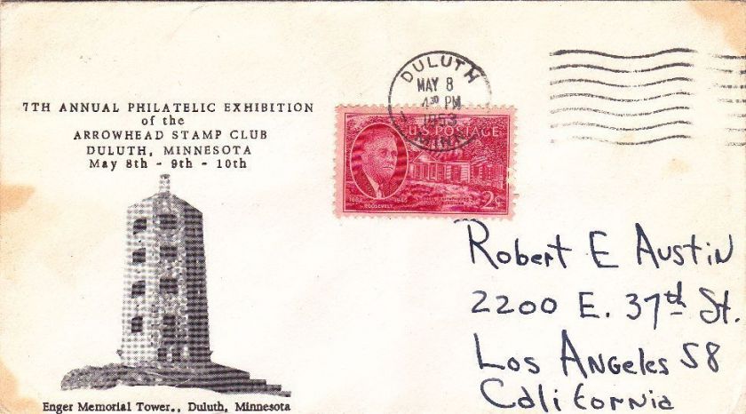 Annual Philatelic Exhibition Duluth MN 1953 cover  