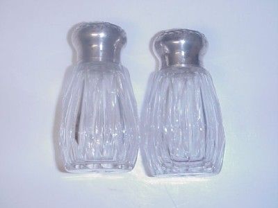 VICTORIAN GLASS SALT & PEPPER SHAKERS STERLING TOPS WWS  