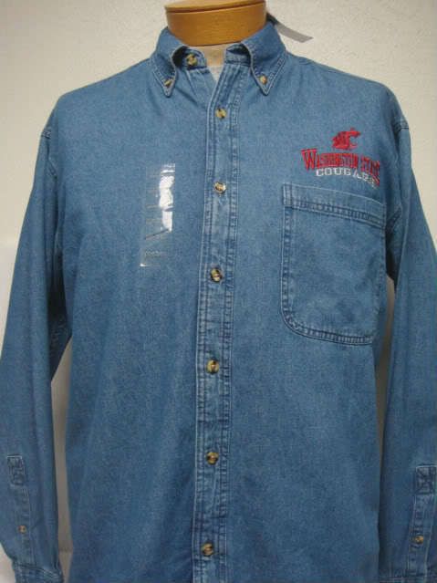 Blue Denim Washington State University WSU Cougars Button up Long 