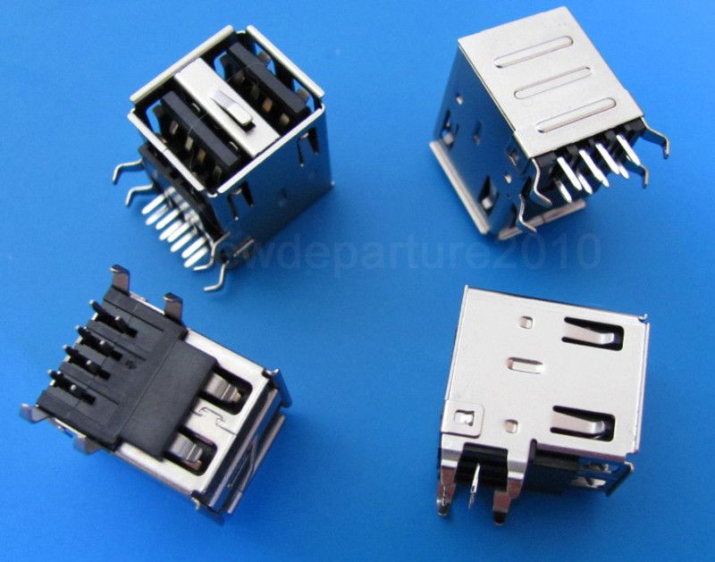 10Pcs Dual USB Type A Female 8 Pin Socket Connector DIY  