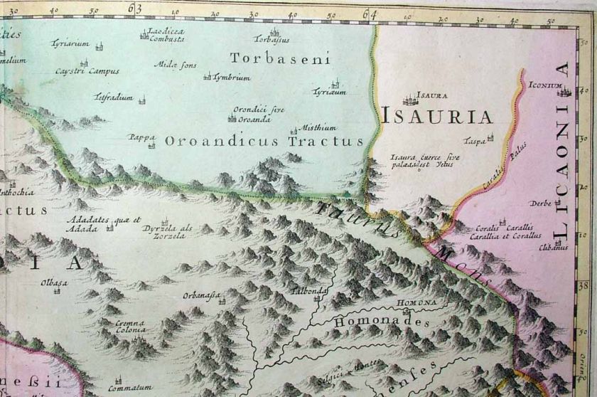 1670 (1700) Sanson Mortier Map ANTALYA TURKEY Antioch  