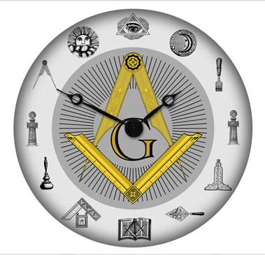 Mason Clock Gold Square Compass Masonic Working Tools  