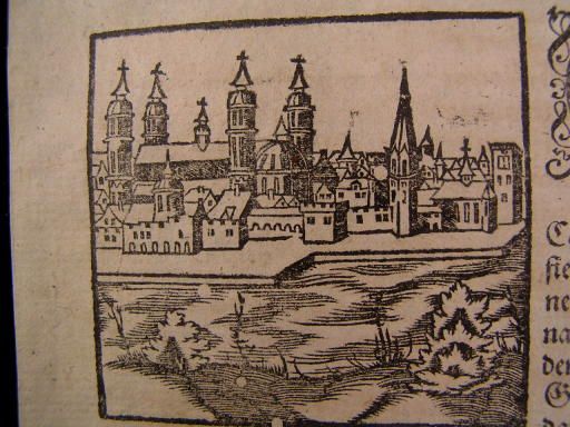 Spanish vity view Munster 1564 nice woodblock print  