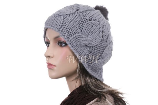 Cute Tufted Beanie Hat Winter Cap Women be428g  