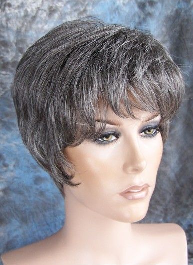 WIGS Charcoal Grey Gray Salt & Pepper mix Short Style Wig FS1  