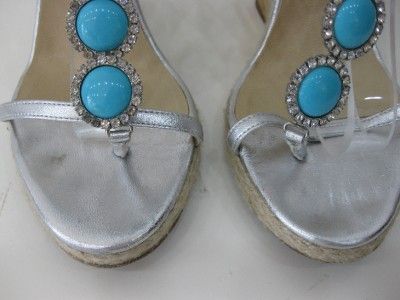  sandal description made in italy size 38 5 inch heel metallic silver