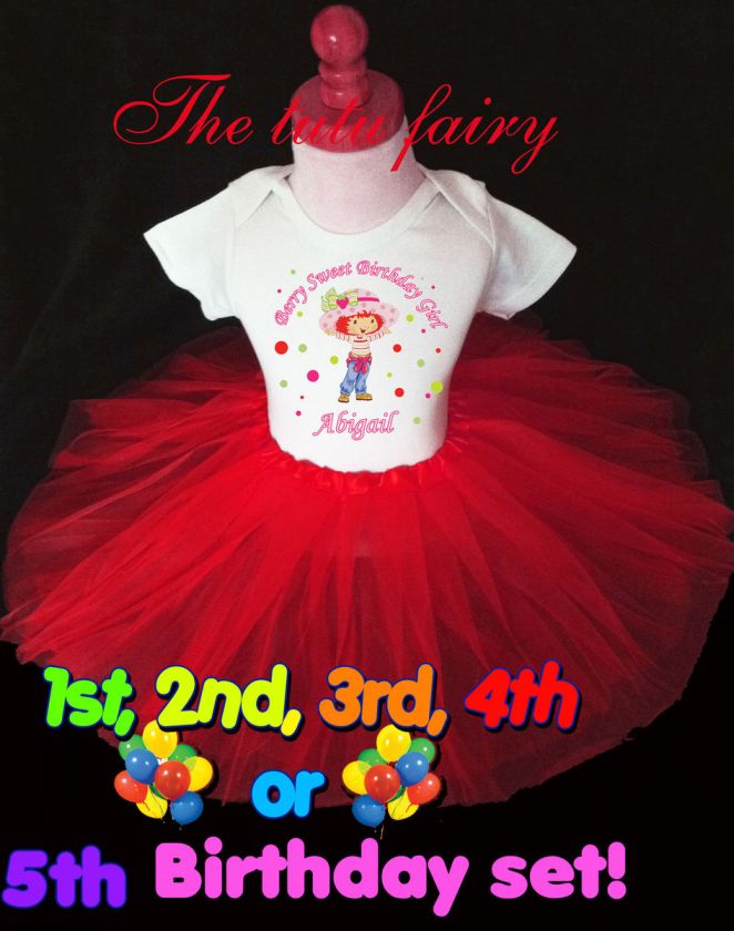   Shortcake birthday shirt & red tutu set outfit 2nd 3rd 4th 5th  