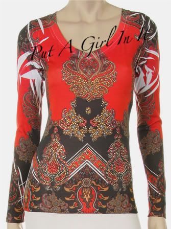 SARA MODE CRYSTAL RED NATIVE AMERICAN PAISLEY SUBLIMATION WESTERN 