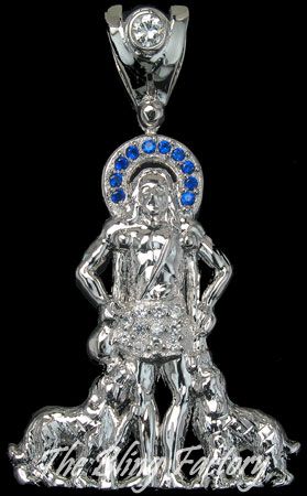 Mens 925 Sterling Silver Jesus Christ CZ Pendant Charm  