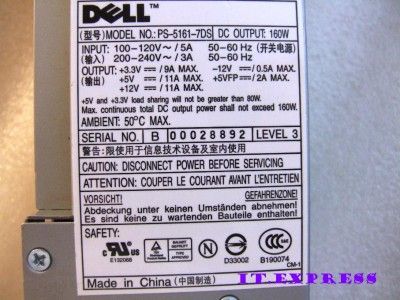 DELL POWER SUPPLY OPTIPLEX GX280 SFF PS 5161 7DS U5427  