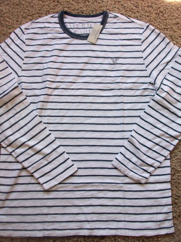 NEW AMERICAN EAGLE WHITE STRIPE LS SHIRT MENS 3X XXXL  