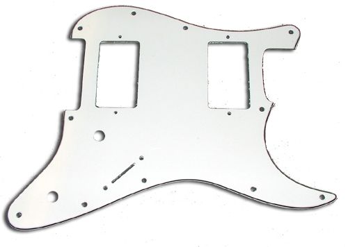 Strat Pickguard, 2 Humbuckers, White, Fits Fender  