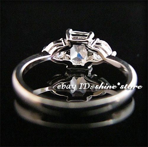 9K WHITE GOLD GF R03 WEDDING CREATED DIAMOND RING size6  