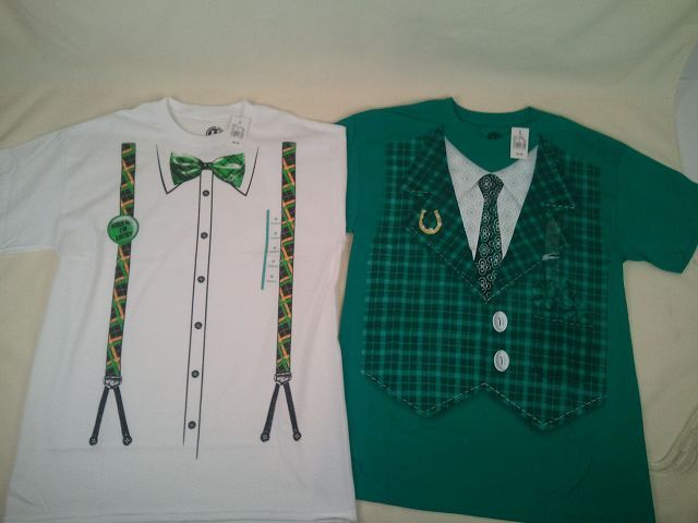 Formal Theme Tuxedo T Shirt Green White Cotton NWT  