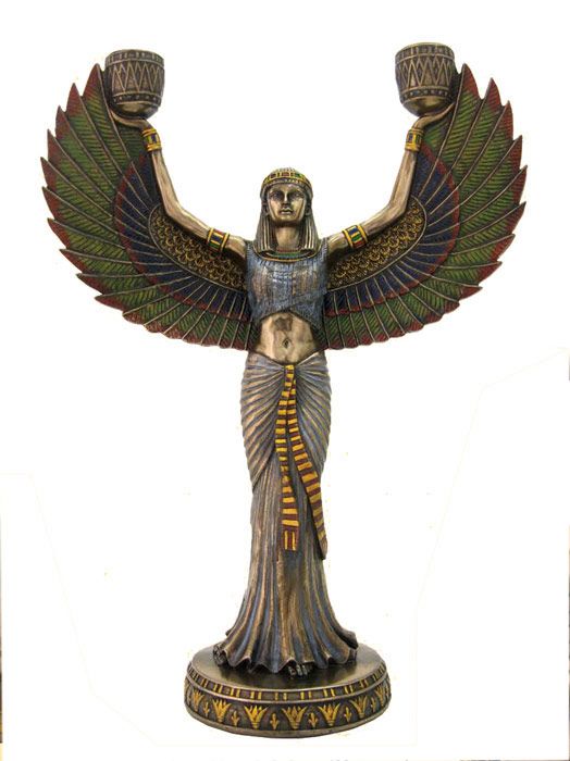 ISIS CANDELABRA Egyptian Pagan Goddess Statue Candle Holder 