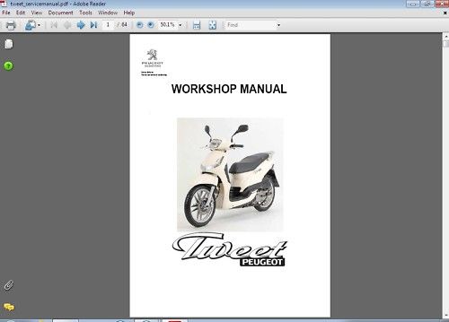 Peugeot Tweet 50 125 150 Service Repair Manual CD  