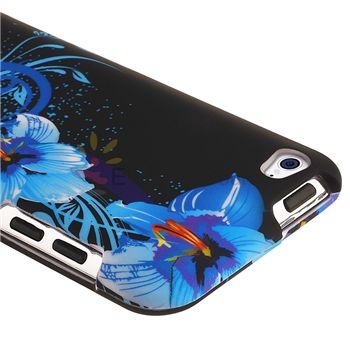 Blue Flower Hard Snap on Crystal Skin Case Cover for Ipod Touch 4th 