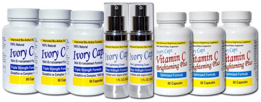   Caps Lightening System 3 , Max Glutathione, Mega Cream, Brightening C