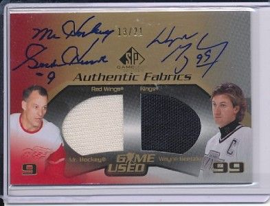 WAYNE GRETZKY GORDIE HOWE SP GAME USED JERSEY AUTO /21  