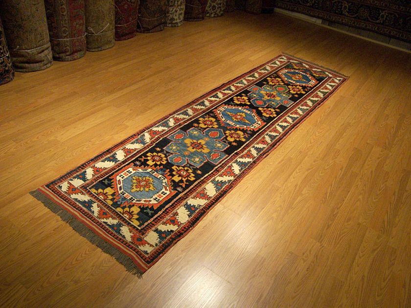   Handmade Vegetable Dye Hand spun Wool Afghan Kazak Runner 2573  