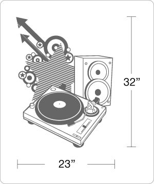 DJ TURNTABLE   Vinyl Wall Art Decal Sticker Music Theme  