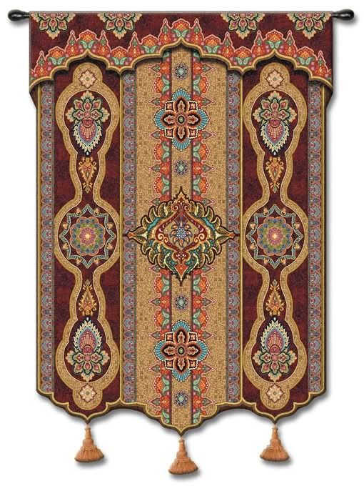 EASTERN SCALLOPED MOTIF ART TAPESTRY WALL HANGING B  