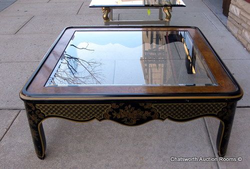 Drexel Heritage Et Cetera Glass Top Coffee Table 1980s  