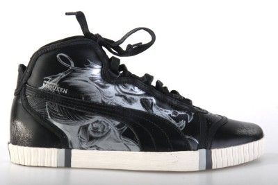 NEW ALEXANDER MCQUEEN FOR PUMA BLK LEATHER HIGH TOP SNEAKERS SHOES 41 