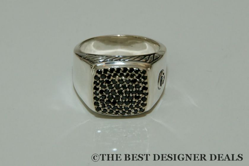   New David Yurman Pave Black Diamond Sterling Silver Plate Ring Size 11