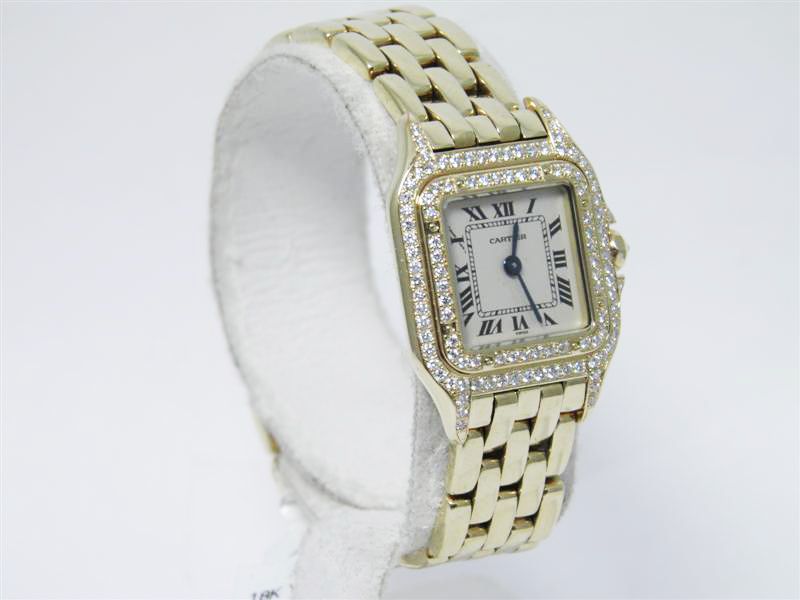   Womens Cartier Panthere Wrist Watch w/ Custom Diamond Bezel  