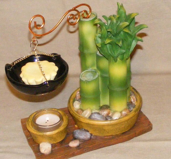 ZEN BAMBOO HANGING TEALIGHT TART WARMER BURNER TARTS  