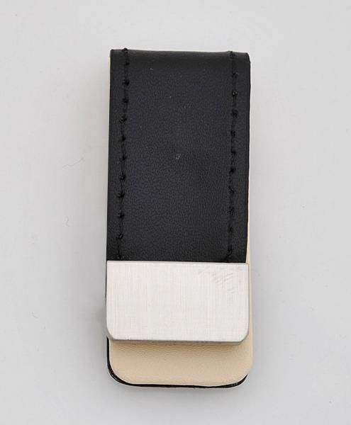 Brand New Tan Or Black Leather & Zinc Alloy Money Clip  